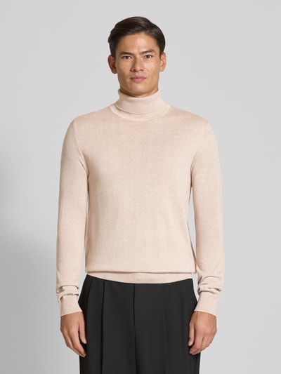Christian Berg Men Pullover aus Merino-Mix mit Rollkragen Sand Melange 4