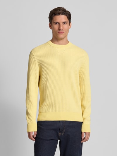 BOSS Orange Regular Fit Strickpullover aus Baumwoll-Mix Modell 'APOKKO' GELB 4