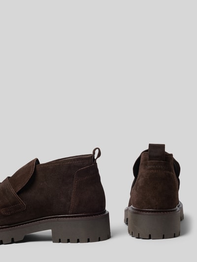 Produktfoto, braune Schnürschuhe aus echtem Rindsleder Modell 'Phia 20' von Marc O'Polo mit grober Sohle, Damen Schnürschuhe