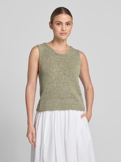 Oui Stricktop aus Baumwoll-Mix mit Rundhalsausschnitt Gruen 4