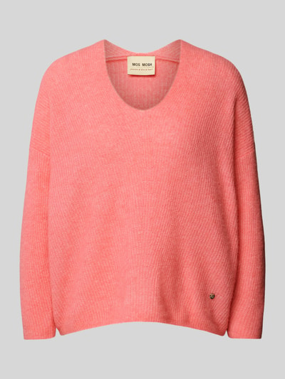 MOS MOSH Oversized Strickpullover mit V-Ausschnitt Modell 'THORA' Pink 2