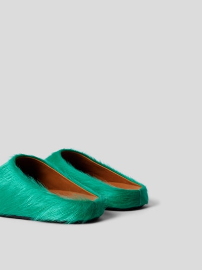 Marni Slides aus echtem Kalbshaar Hellgrün 3