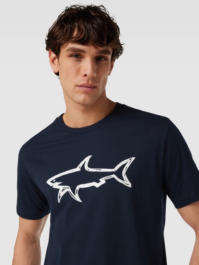 Paul & Shark T-shirt z nadrukiem z logo Granatowy 3