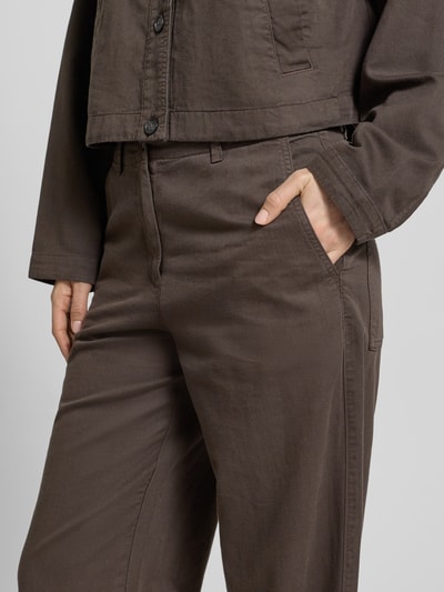 Marc O'Polo Regular Fit Weite Hose aus Baumwoll-Lyocell-Leinen-Mix Mittelbraun 3