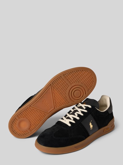 Polo Ralph Lauren Sneakersy skórzane z detalem z logo Czarny 4