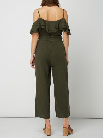 Joseph Janard Cold Shoulder Jumpsuit aus Leinen  Oliv 4