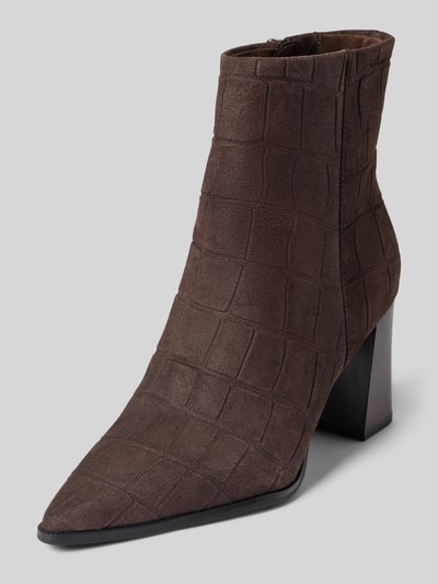 Tamaris Stiefelette aus Rindsnappa mit Blockabsatz Dunkelbraun 1