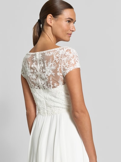 LUXUAR FASHION Cocktailkleid mit opulenter langer Spitzenschleppe Offwhite 3