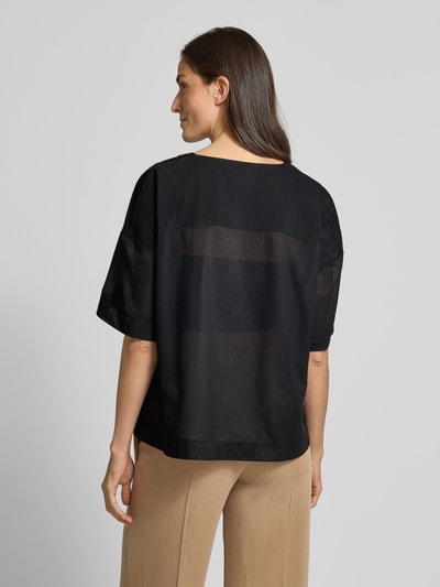 MM Bluzka o kroju relaxed fit z kołnierzem z lamówką model ‘FIDATO’ Czarny 5