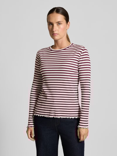 Vila Shirt met lange mouwen en ronde hals, model 'THESSA' Prune - 4