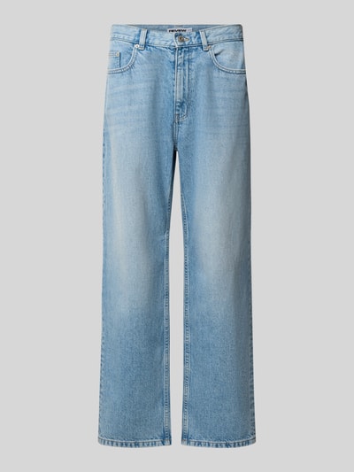 Produktfoto, Baggy Jeans in heller Waschung und klassischem Five-Pocket-Design von REVIEW, bawełna, krój baggy, zapięcie na guzik i zamek błyskawiczny, 5 kieszeni, Szerokość w rozmiarze 32: 41 cm, Długość wewnętrzna nogawki w rozmiarze 32: 76 cm