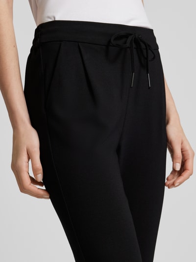 Vero Moda Loose fit stoffen broek met bandplooien model 'EVA' Zwart - 3