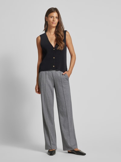 ROSNER Wide leg stoffen broek met elastische band, model 'May' Donkergrijs - 1