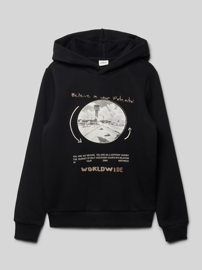 s.Oliver RED LABEL Regular fit hoodie van katoenmix  Zwart - 1