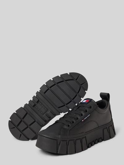 Tommy Jeans Low Top Sneaker aus Leder-Mix Black 4