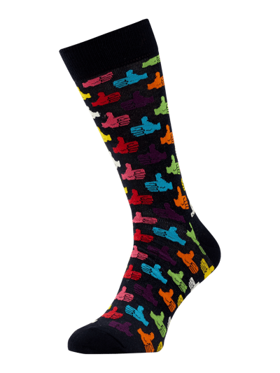 Happy Socks Sokken met all-over motief, model 'THUMBS' Zwart - 1