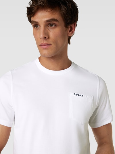 Barbour T-shirt met borstzak, model 'Langdon' Wit - 3