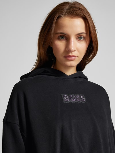 BOSS Orange Bluza krótka z kapturem i detalem z logo model ‘EBLOUSA’ Czarny 3