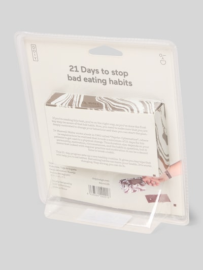 Produktfoto, Ticketbox mit Motivationsarmband von Doiy, Modell '21 Challenge Eating', 21-dniowe wyzwanie, biało-brązowe fale, kontekst: 21-dniowe pudełko wyzwań z motywacyjną bransoletką