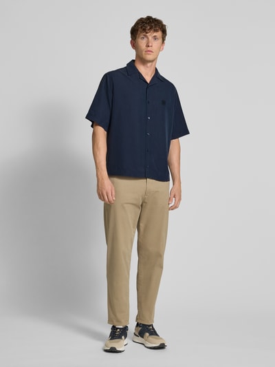 BOSS Orange Relaxed Fit Freizeithemd Lyocell-Mix Modell 'LAPISY' Marine 1