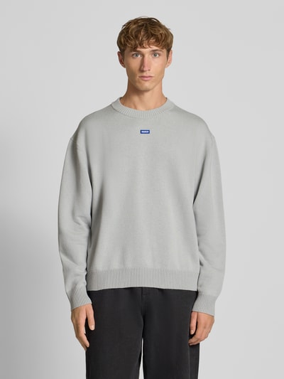 Hugo Blue Regular Fit Strickpullover aus Baumwoll-Mix Modell 'SAN CASEY' Hellgrau 4