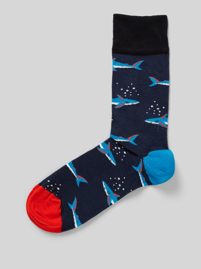 DillySocks Socken mit Motiv-Stitching Modell 'Mamma Shark' Marine 1