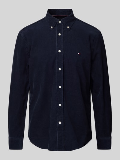 Tommy Hilfiger Regular Fit Cordhemd mit Button-Down-Kragen Modell 'SOLID' Marine 2