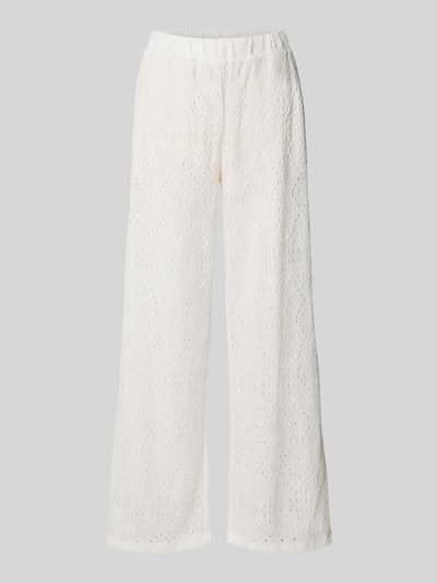 Zero Wide Leg Stoffhose mit Lochstickerei Weiss 2