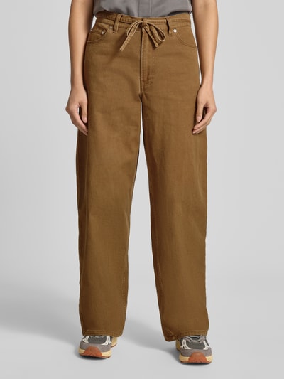 Samsøe Samsøe Jeans met wijde pijpen en strikceintuur, model 'HARPER' Cognac - 4