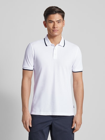 BOSS Poloshirt mit Kontraststreifen Modell 'Parlay' Weiss 4