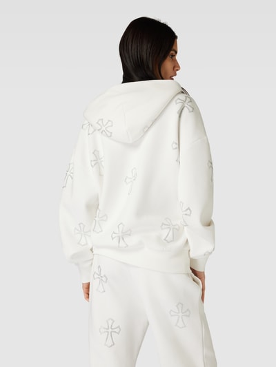 REVIEW Sweatjacke mit CRUCIFIX BLING mit Strasssteinen Offwhite 5