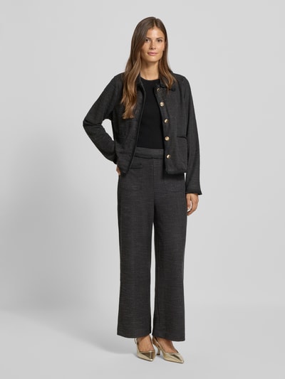 ICHI Broek met structuurmotief, model 'KATE FRINGA' Zwart - 1