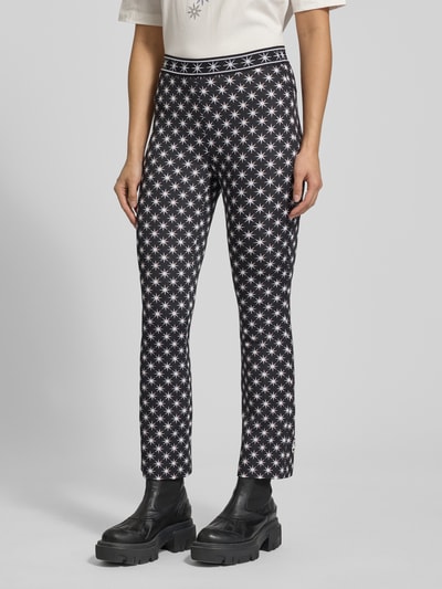 Marc Cain Spodnie materiałowe o kroju flared fit z elastycznym pasem Czarny 4