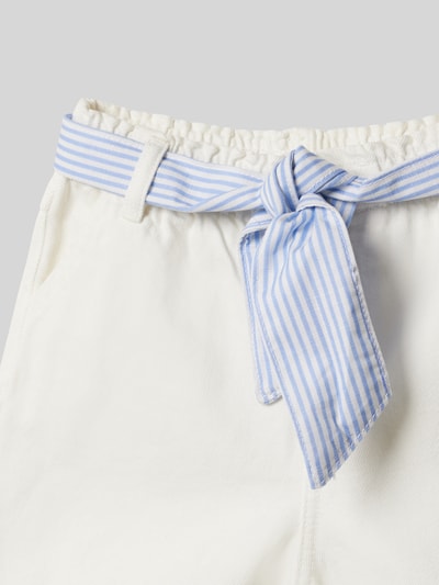 Mango Regular Fit Jeansshorts mit Bindegürtel Modell 'gala' Weiss 2