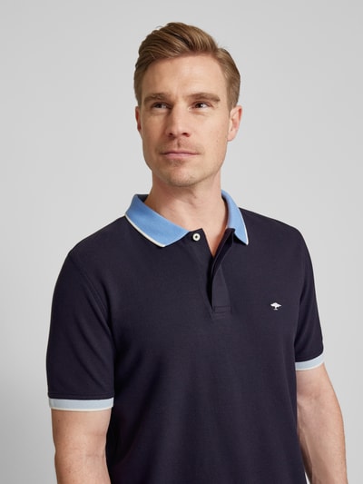 Fynch-Hatton Regular Fit Poloshirt mit Kontrastbesatz Marine Melange 3