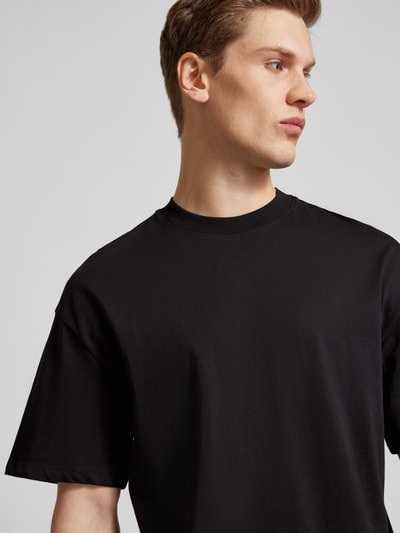 Jack & Jones T-shirt z prążkowanym, okrągłym dekoltem model ‘BRADLEY’ Czarny 3