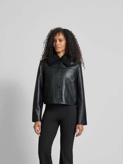 Self-Portrait Cropped Jacke mit Umlegekragen Black 4