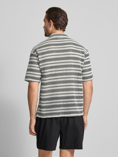 JAKE*S STUDIO MEN Relaxed Fit Kurzarmhemd mit Bio-Baumwoll-Anteil in Crochet-Optik Black 5