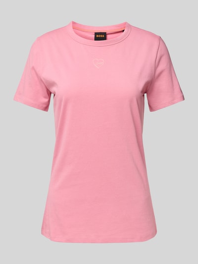 BOSS Orange T-shirt met labelprint, model 'Elogo' Felroze - 2