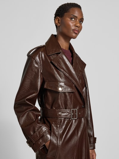 HUGO Trencz o kroju regular fit z wiązanym paskiem model ‘MALITTE’ Czekoladowy 3