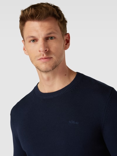 s.Oliver RED LABEL Gebreide pullover met labelstitching Marineblauw - 3