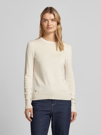 Lauren Ralph Lauren Strickpullover mit geripptem Rundhalsausschnitt Modell 'SHAVONNE' Offwhite 4