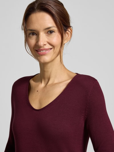 Tom Tailor Regular Fit Strickshirt aus Baumwoll-Viskose-Mix Bordeaux 3
