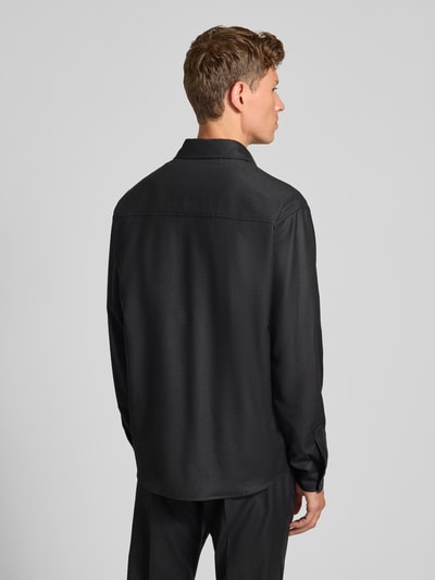 CRUNA Regular Fit Overshirt aus Schurwolle mit Pattentaschen Black 5