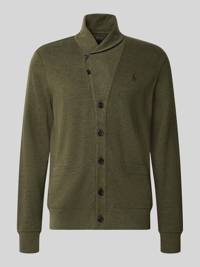 Polo Ralph Lauren Regular Fit Strickjacke aus Baumwoll-Mix Dunkelgruen Melange 2