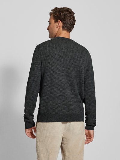 BOSS Gebreide pullover met ribboorden, model 'Eltoro' Zwart - 5