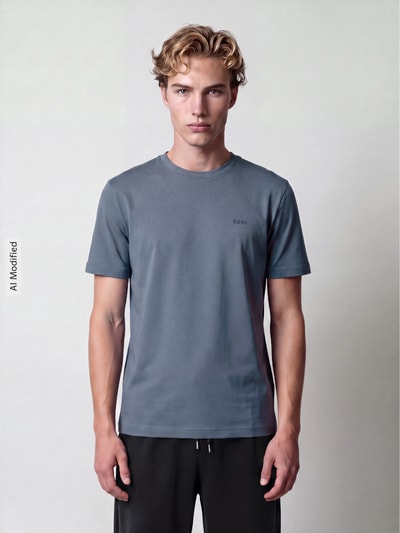 BOSS Orange T-Shirt mit dezentem Logo-Schriftzug Blau 4