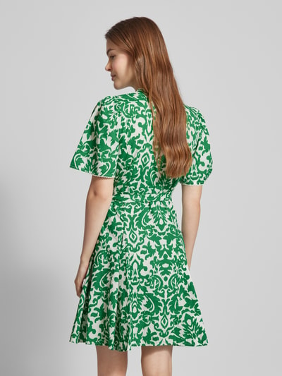 YAS Knielange jurk met all-over motief, model 'GREENA' Groen - 5