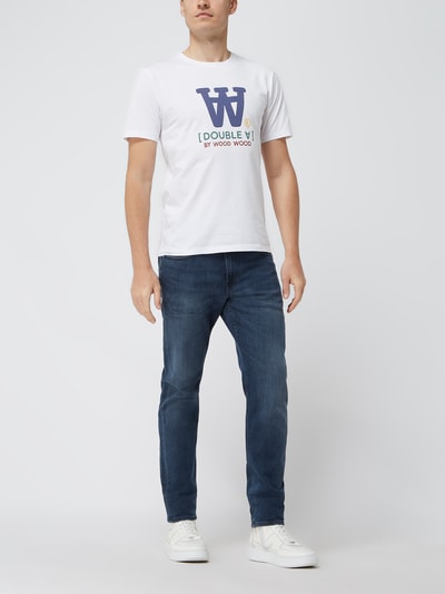 Wood Wood T-Shirt mit Flockprint Modell 'Aze'  Weiss 1