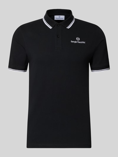 Sergio Tacchini Slim Fit Poloshirt mit Logo-Stitching Modell 'Reed' Black 2